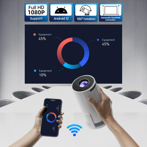 Movie Projector Huge Screen Portable Dual-Wifi 4K Projector , Protable Projector, Android 11, 290 Ansi Dual Wifi6 Connection Built-Inspeaker and BT5.4 Supports 4K Video Playback Wifi6 Remote Control Included Home Cinema Bedroom Audio