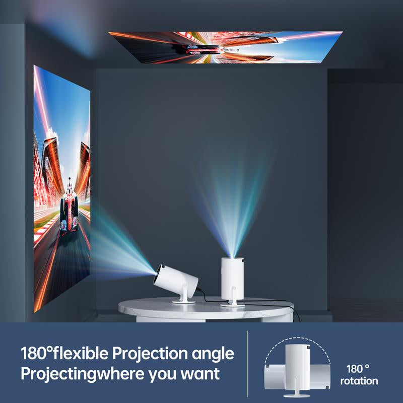 Movie Projector Huge Screen Portable Dual-Wifi 4K Projector , Protable Projector, Android 11, 290 Ansi Dual Wifi6 Connection Built-Inspeaker and BT5.4 Supports 4K Video Playback Wifi6 Remote Control Included Home Cinema Bedroom Audio